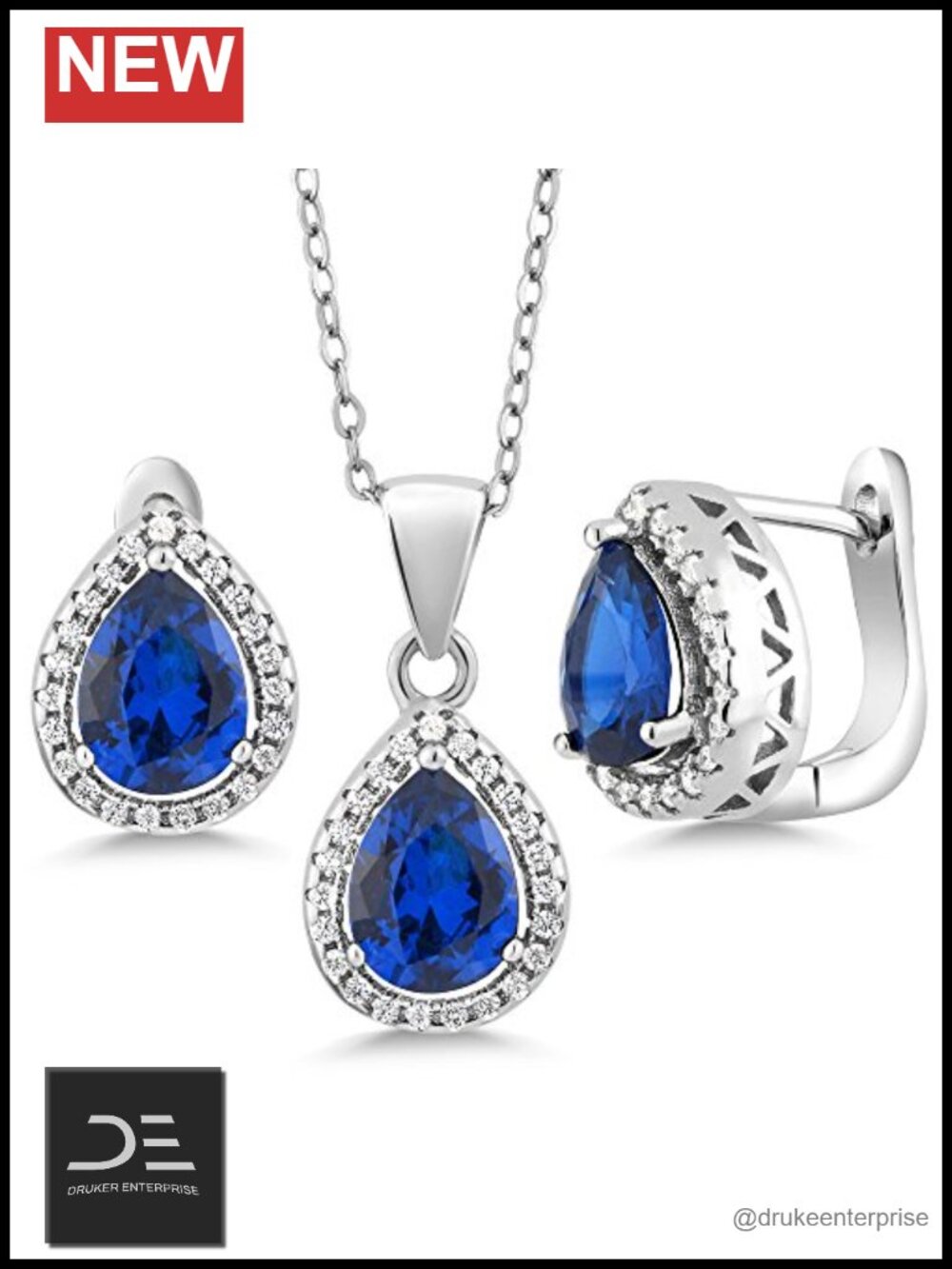 Teardrop Pendant & Earring Jewelry Set 925 Sterling Silver